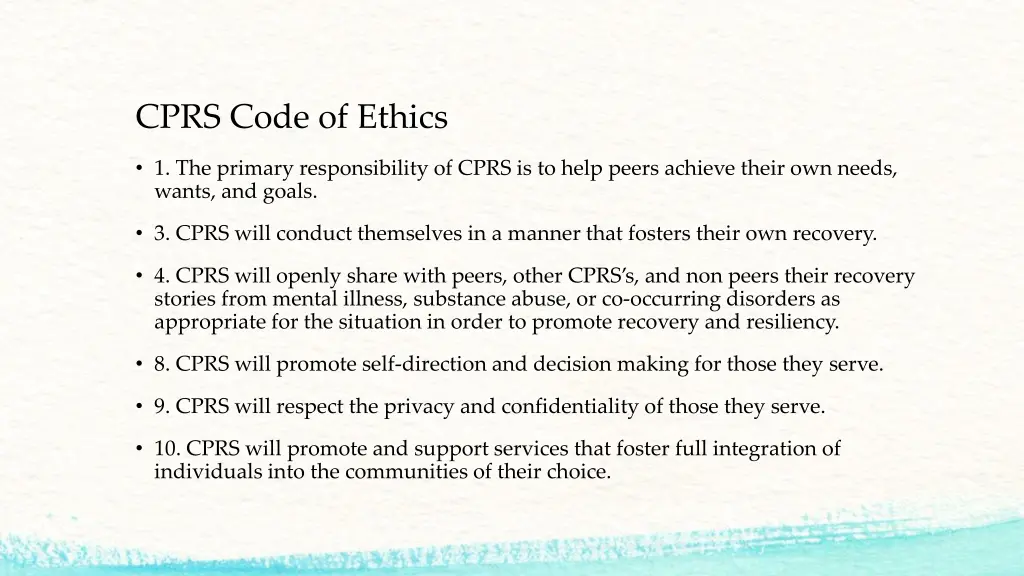 cprs code of ethics