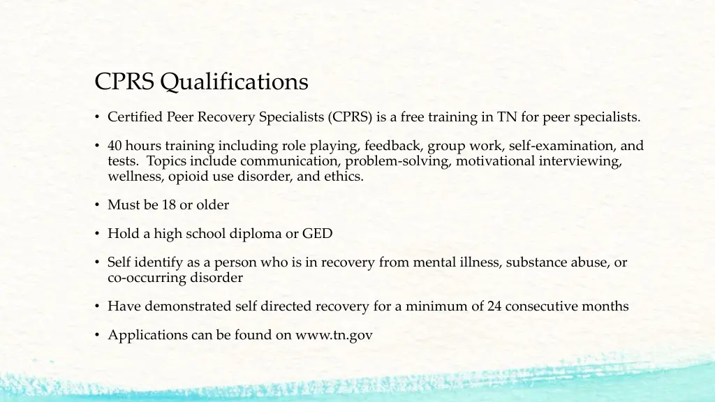 cprs qualifications