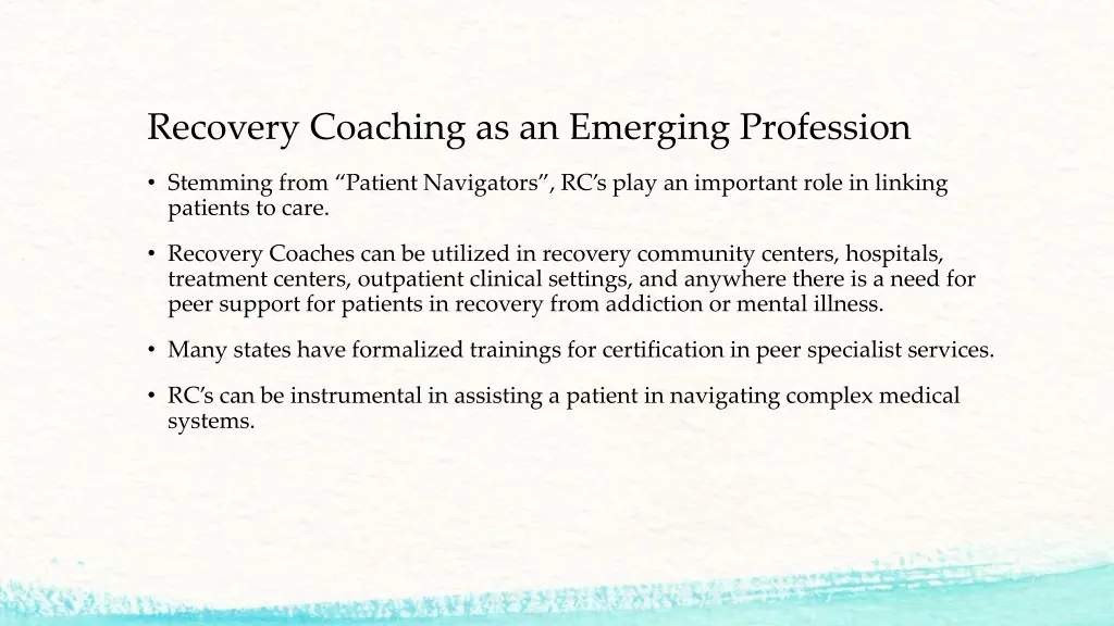 recovery coaching as an emerging profession
