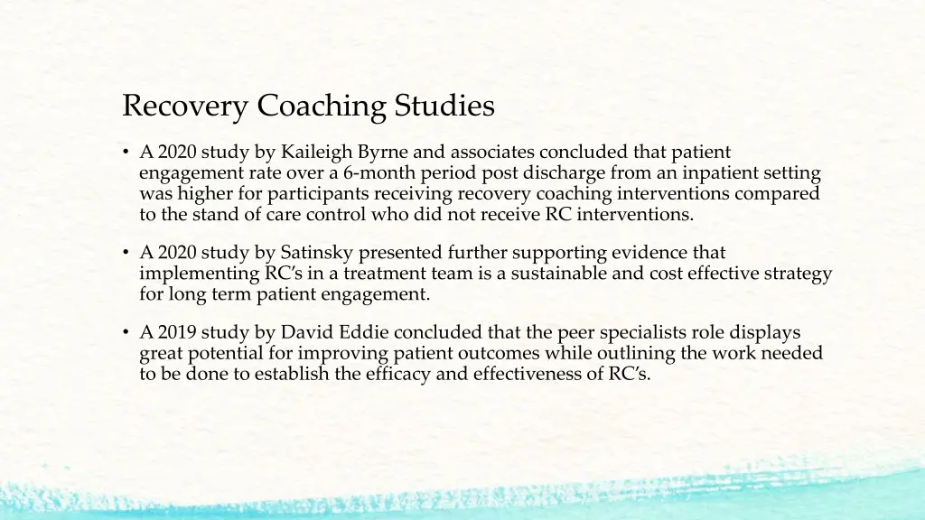 recovery coaching studies