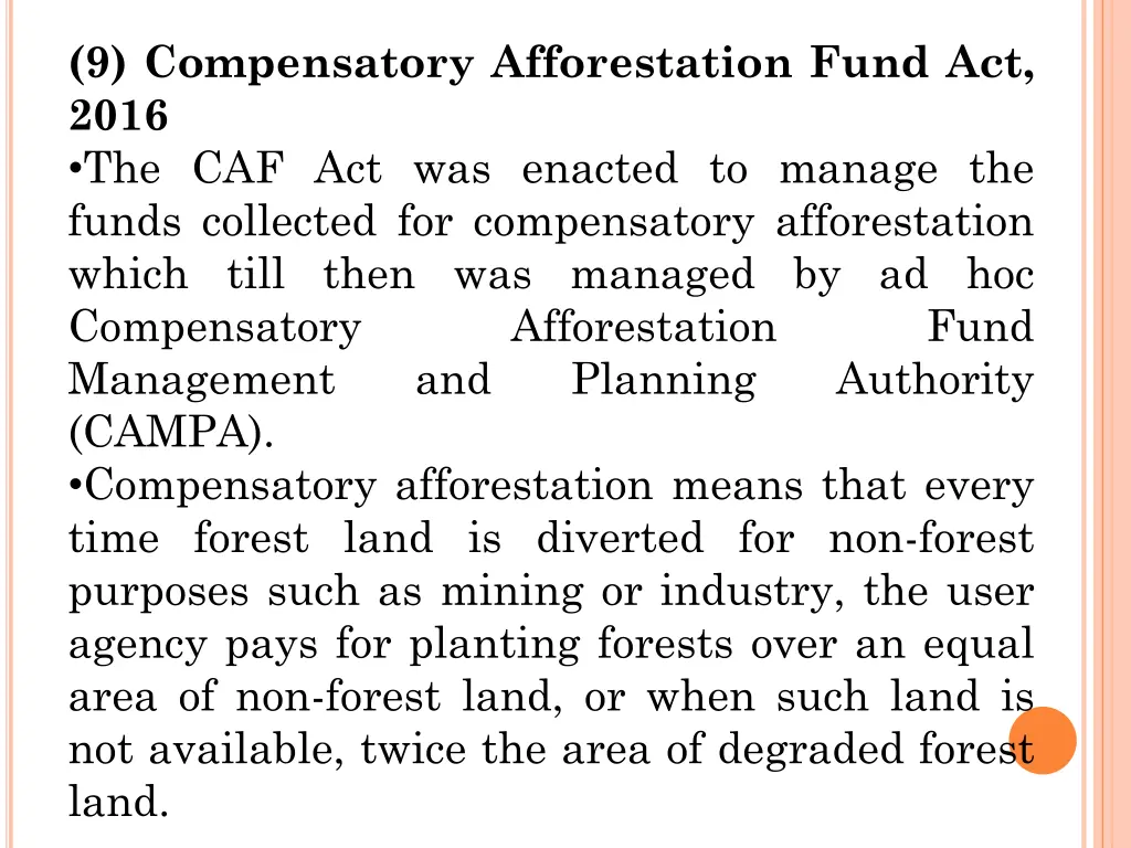9 compensatory afforestation fund act 2016