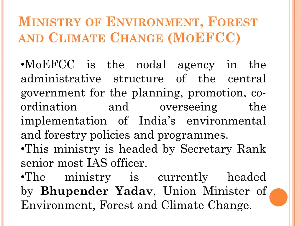 m inistry of e nvironment f orest and c limate