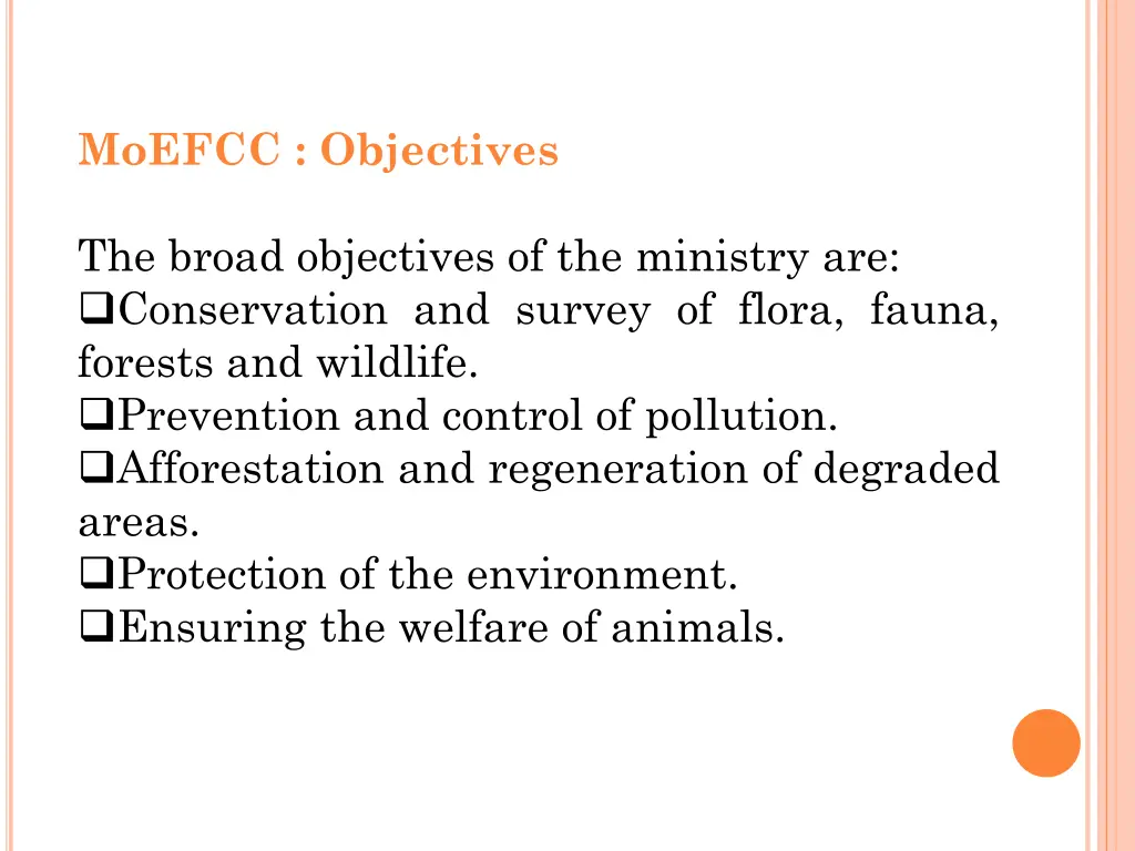 moefcc objectives