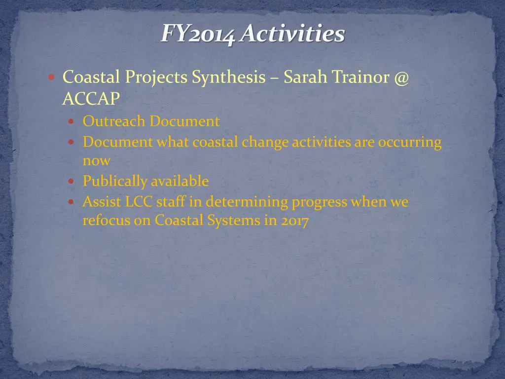 fy2014 activities