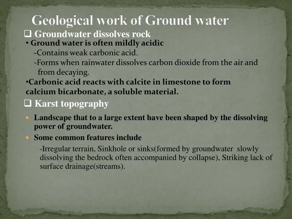 geological work of ground water groundwater