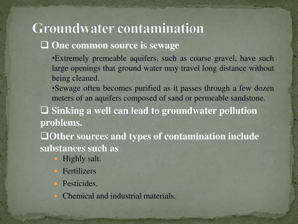 groundwater contamination one common source