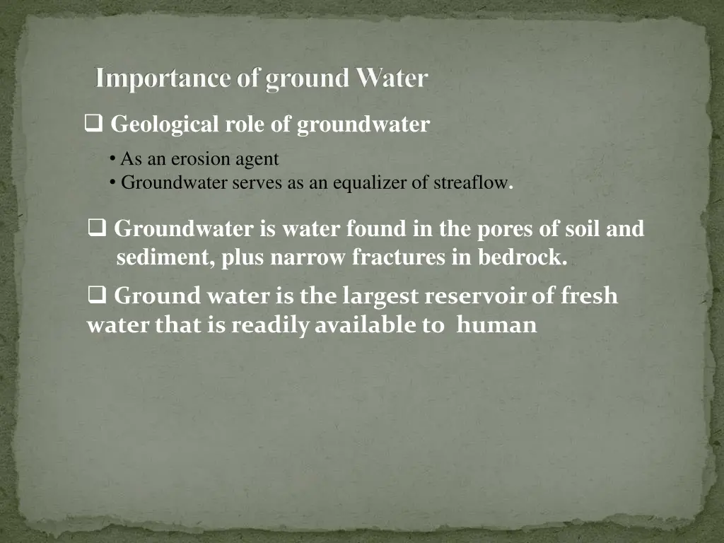 importance of ground water