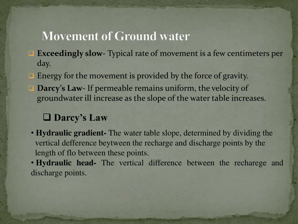 movement of ground water
