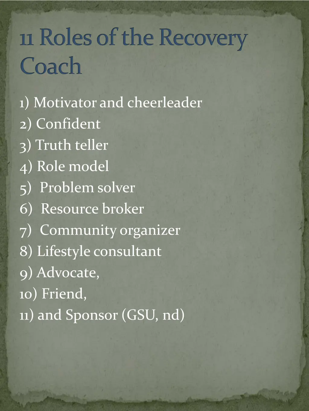 11 roles of the recovery coach