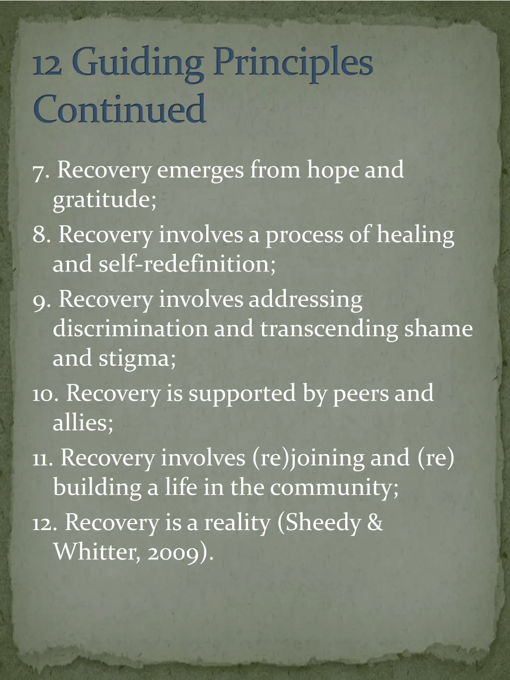 12 guiding principles continued