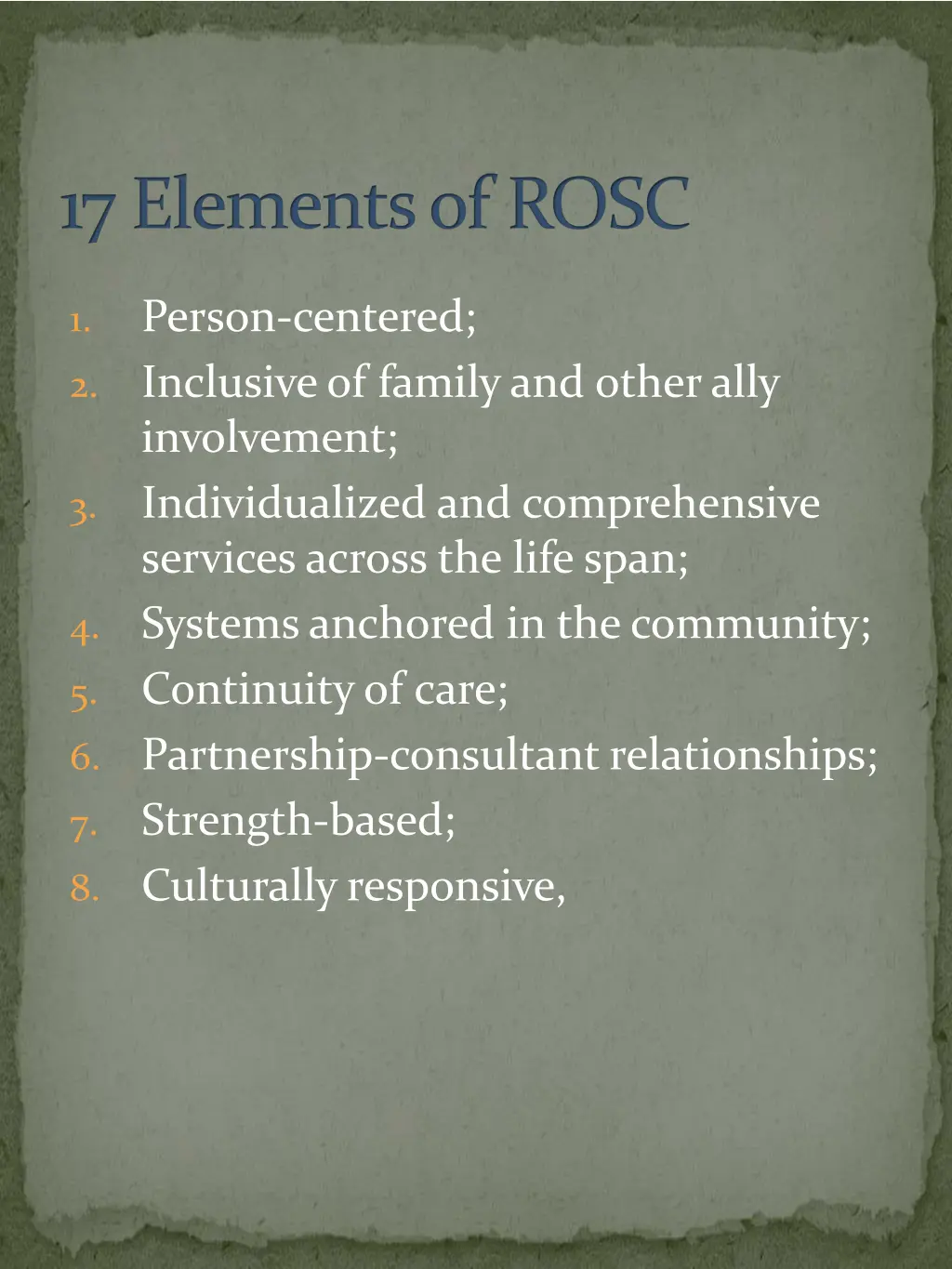 17 elements of rosc