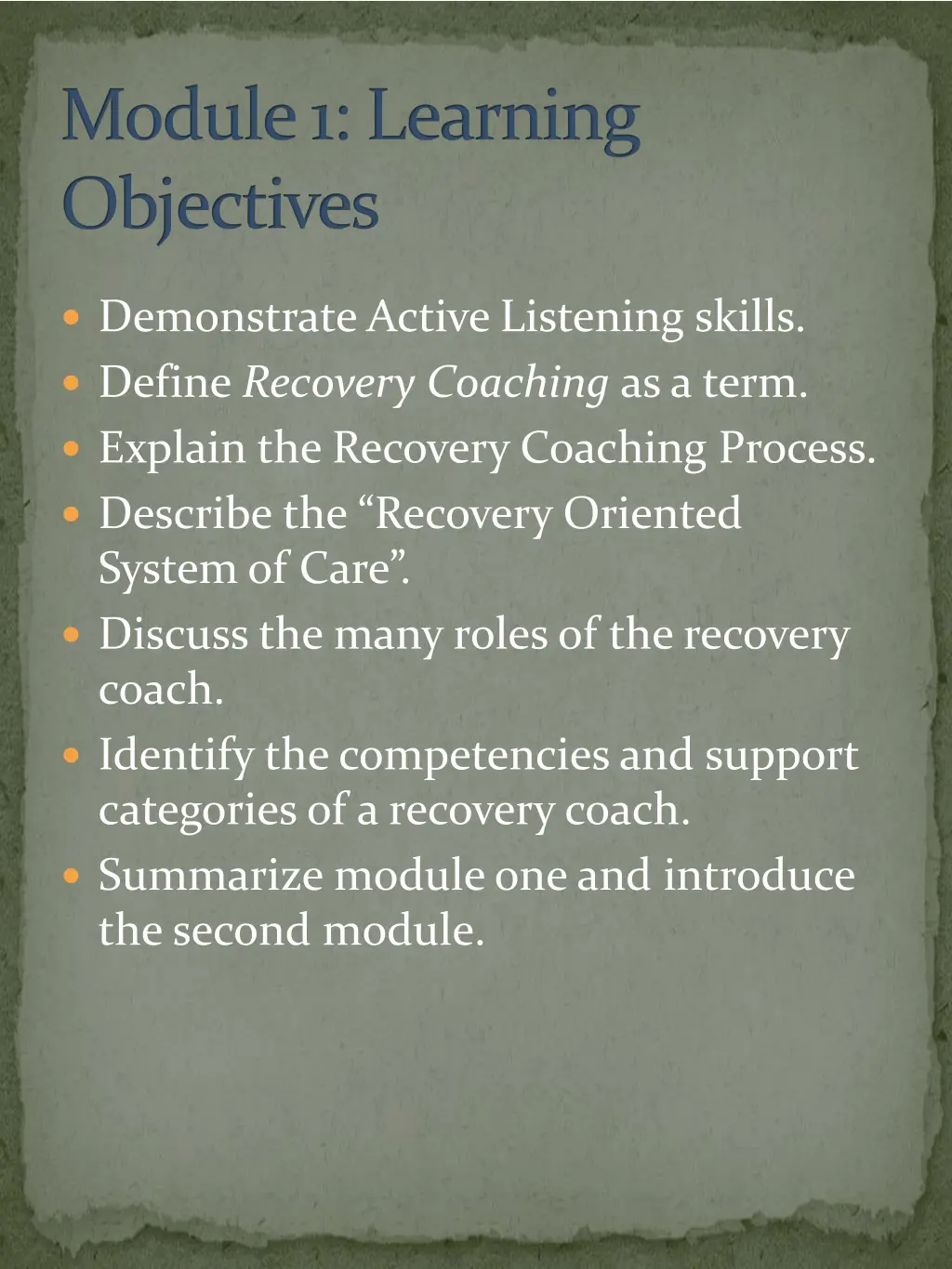module 1 learning objectives