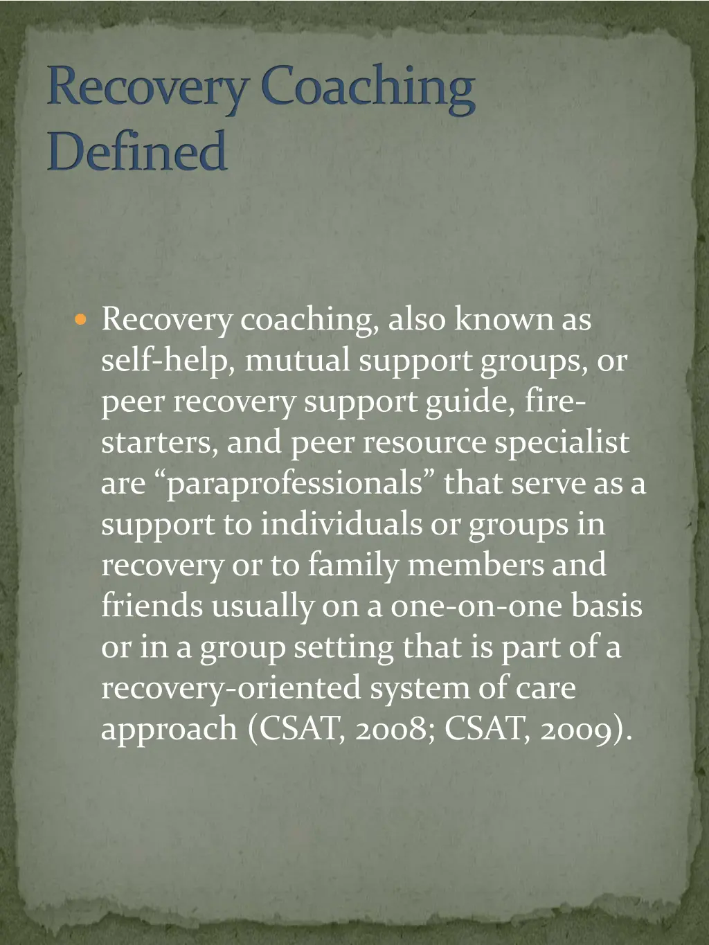 recovery coaching defined