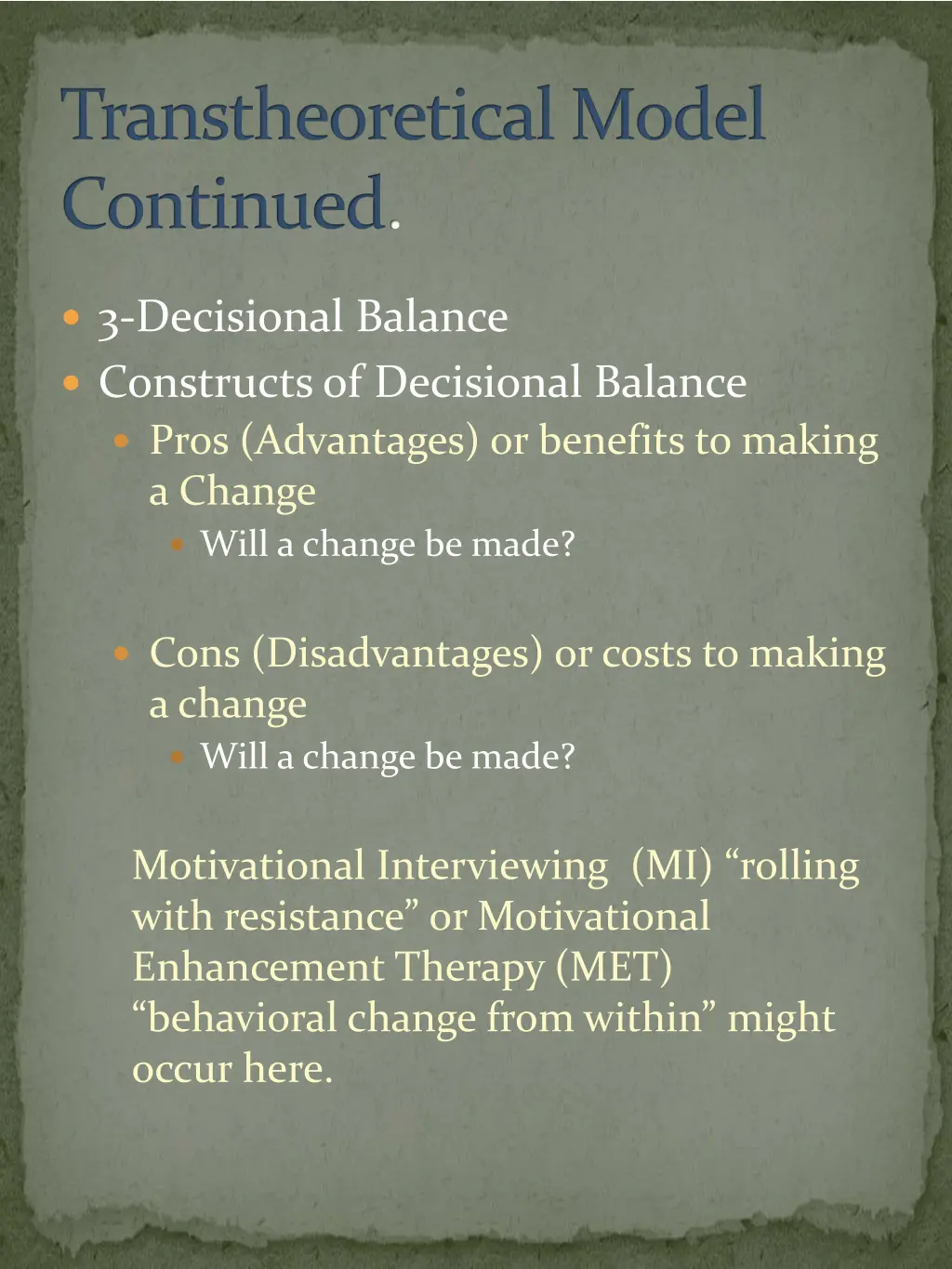 transtheoretical model continued 1