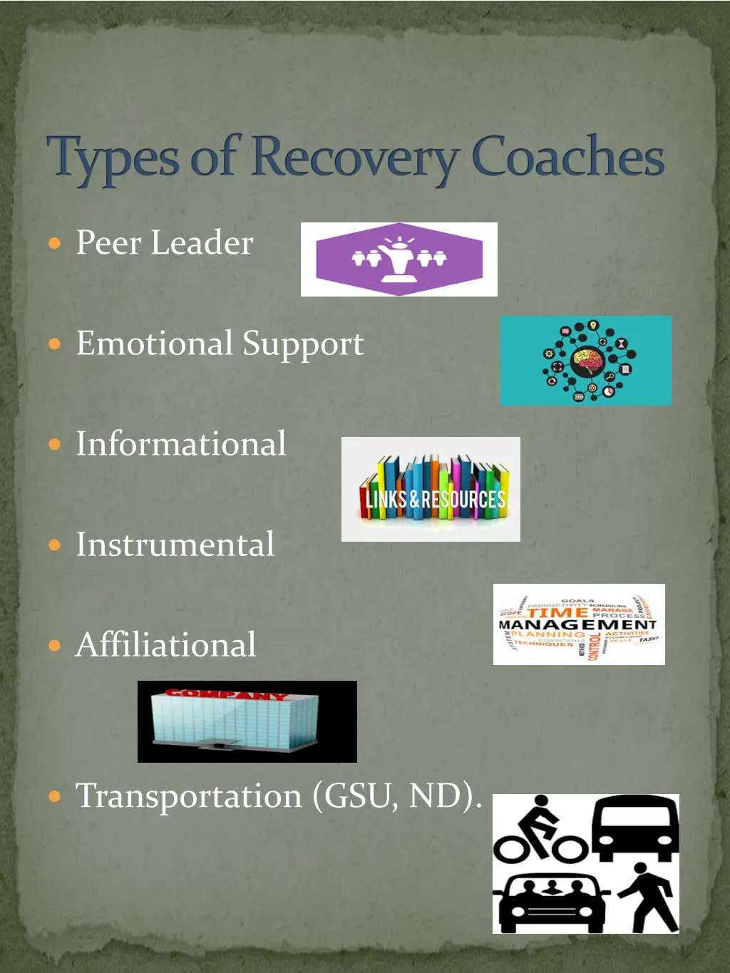 types of recovery coaches