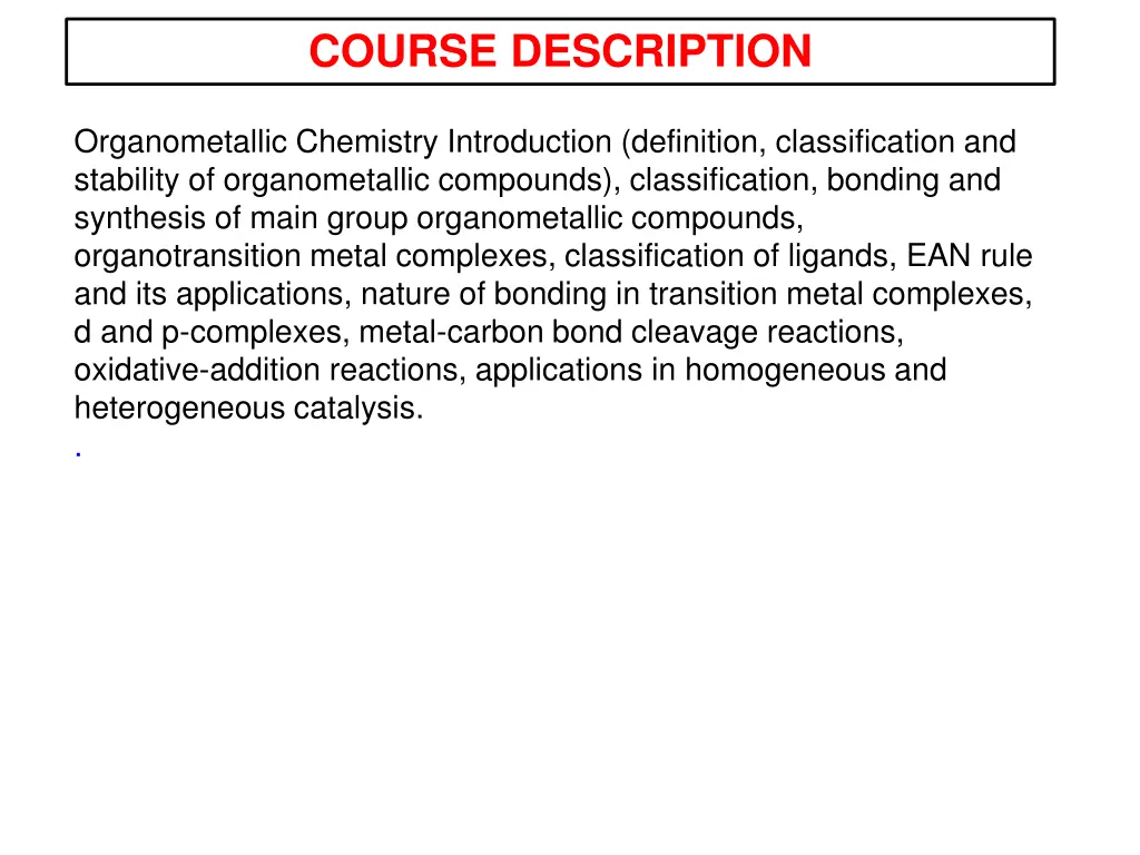 course description