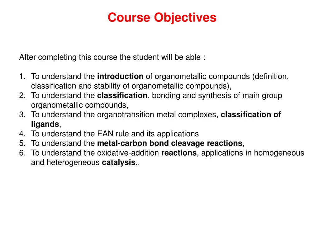 course objectives