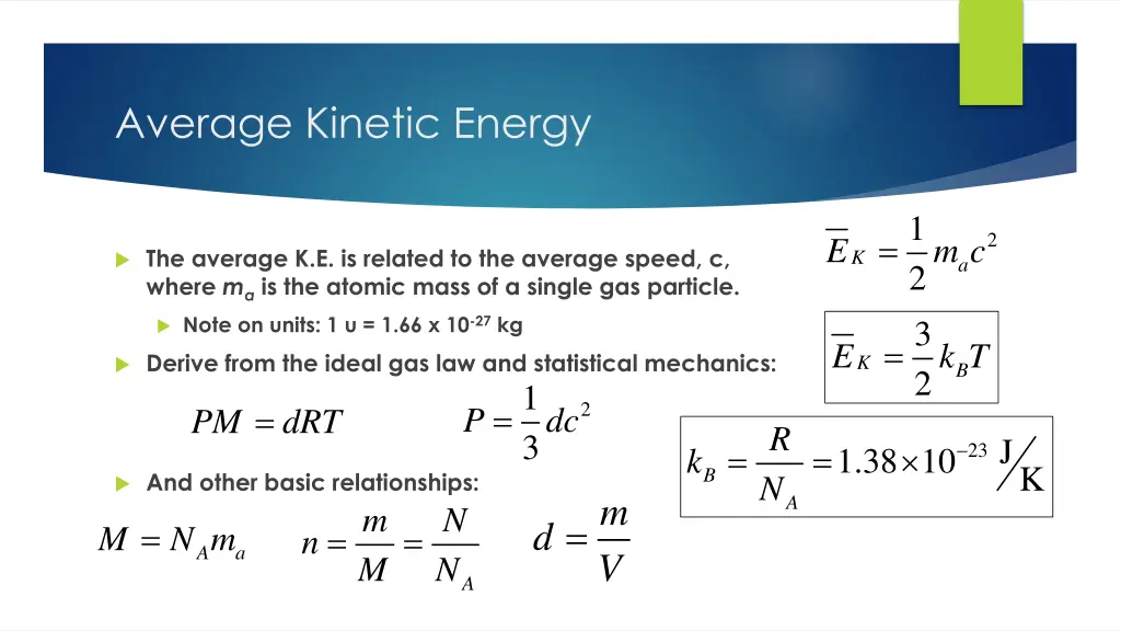 average kinetic energy