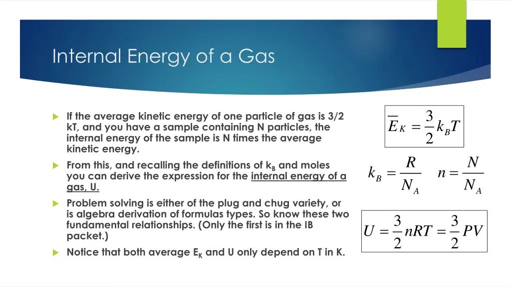 internal energy of a gas