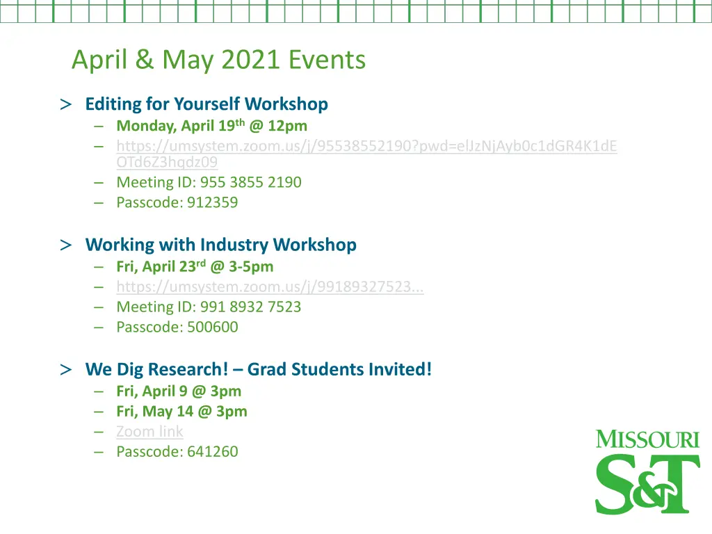 april may 2021 events
