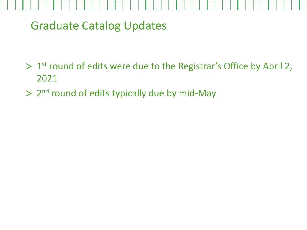 graduate catalog updates