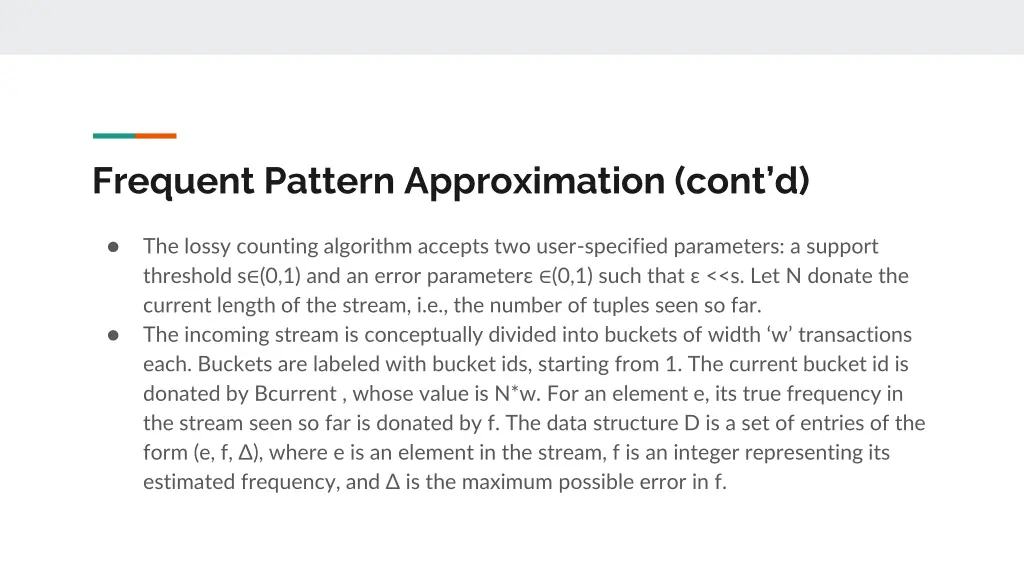 frequent pattern approximation cont d