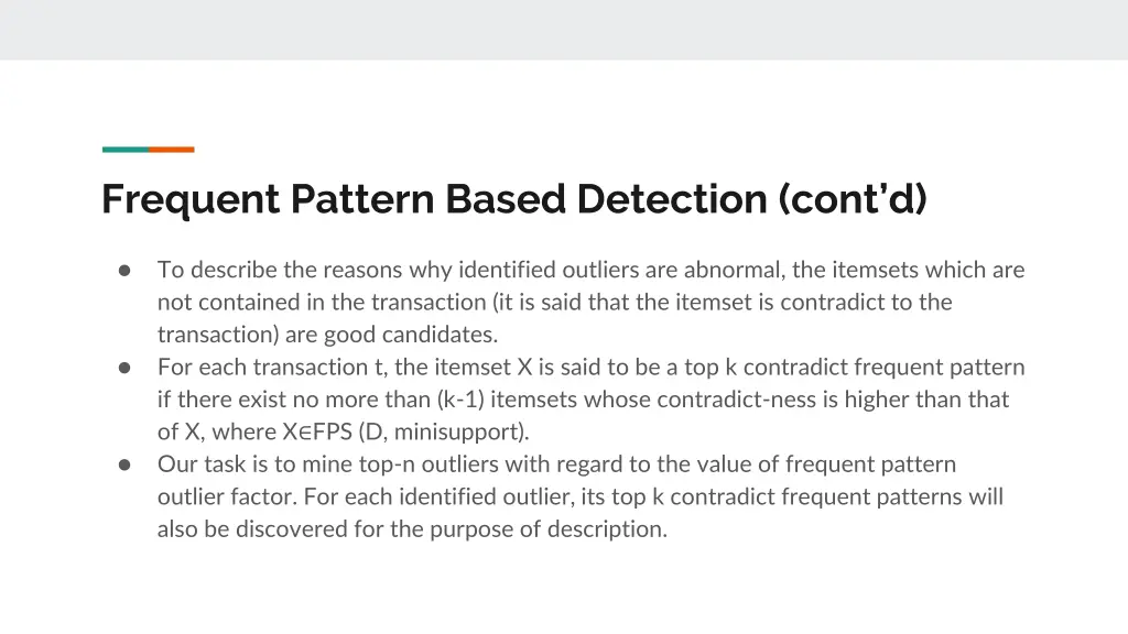 frequent pattern based detection cont d 1