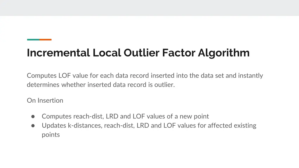 incremental local outlier factor algorithm