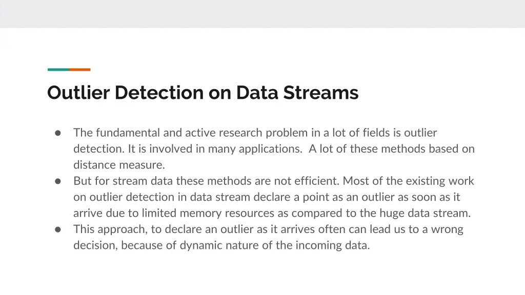 outlier detection on data streams