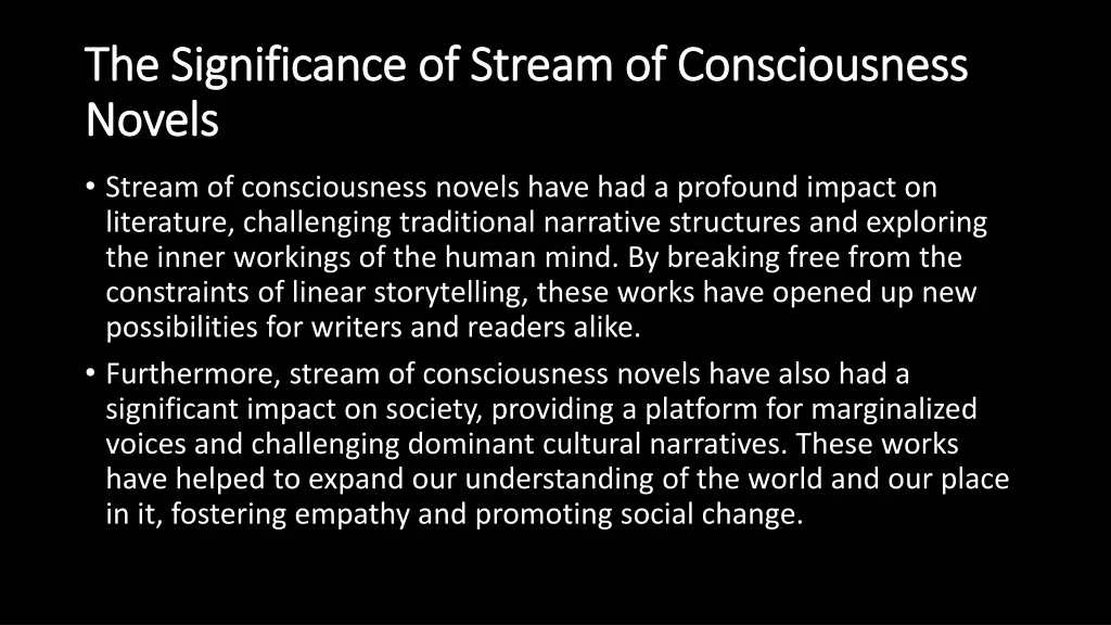 the significance of stream of consciousness