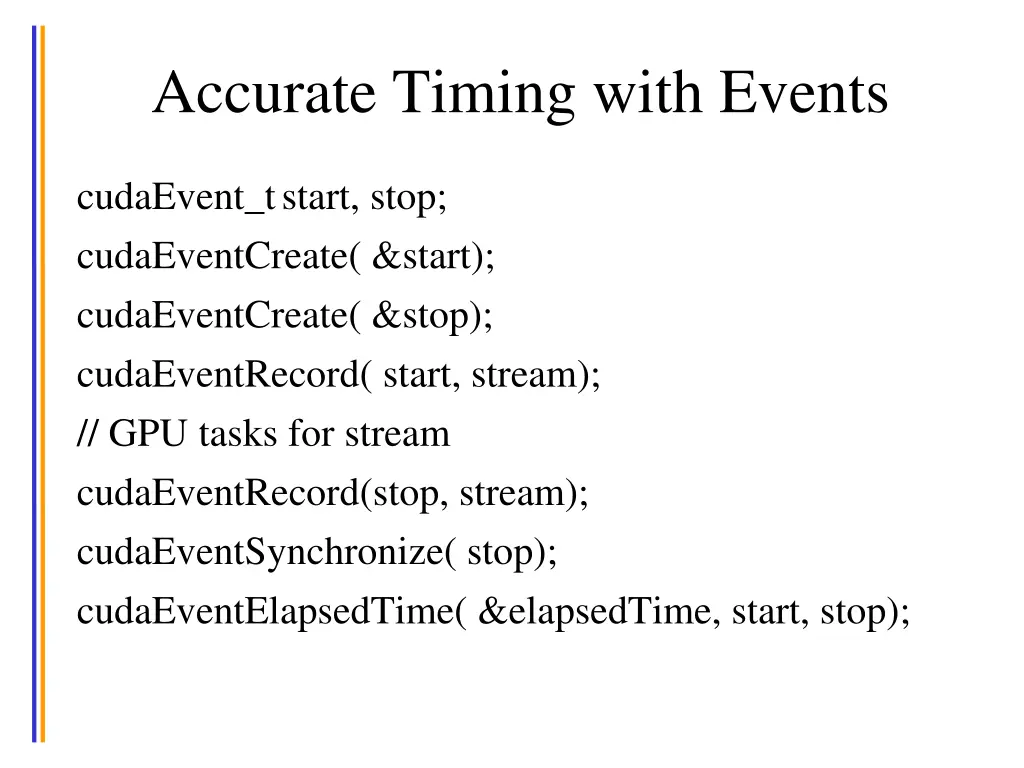 accurate timing with events