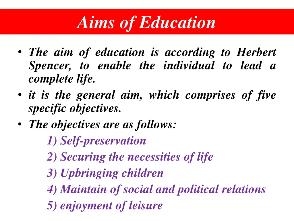 aims of education
