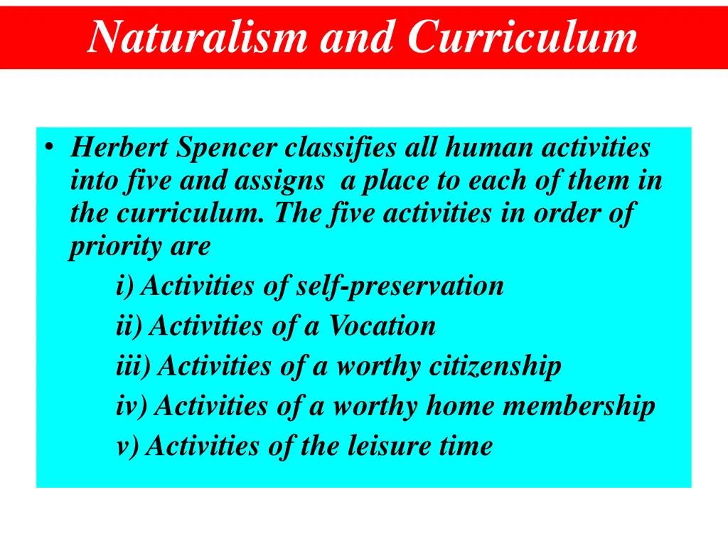naturalism and curriculum 1