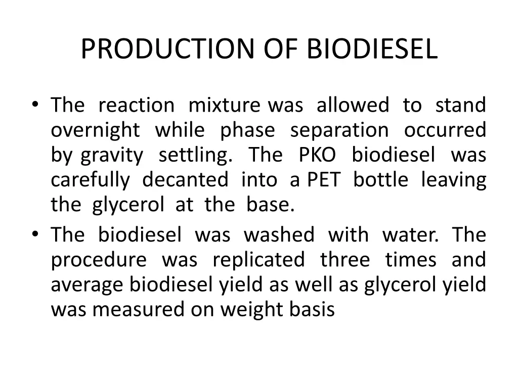 production of biodiesel 4