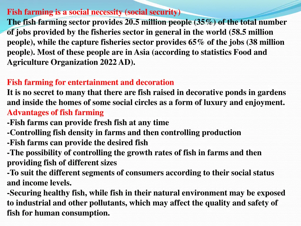 fish farming is a social necessity social