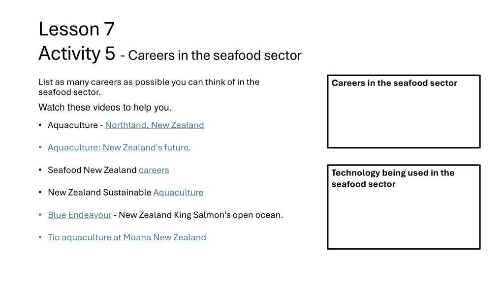 lesson 7 activity 5 careers in the seafood sector