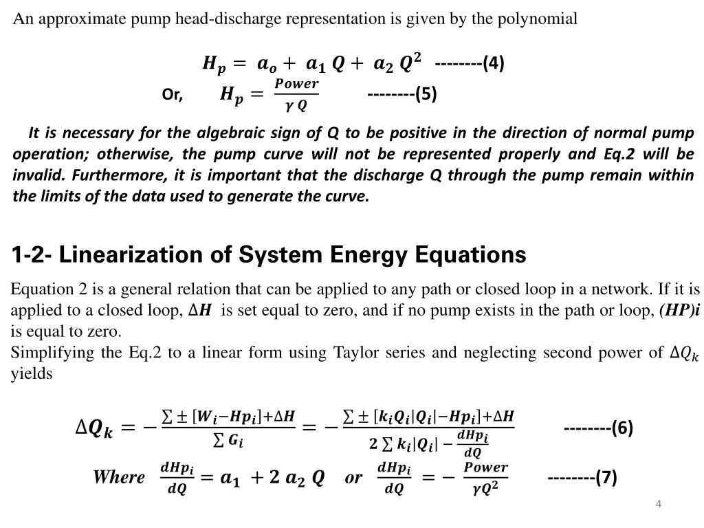 an approximate pump head discharge representation