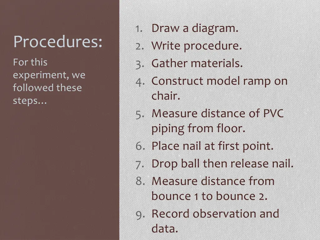 1 draw a diagram 2 write procedure 3 gather