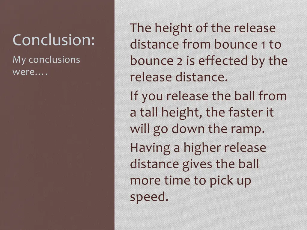 the height of the release distance from bounce