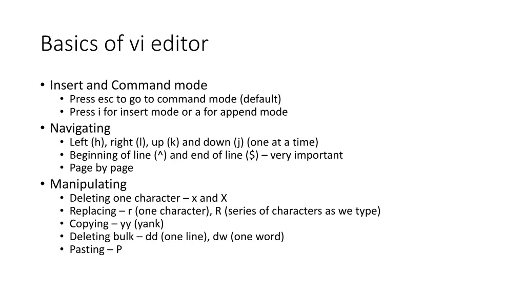 basics of vi editor