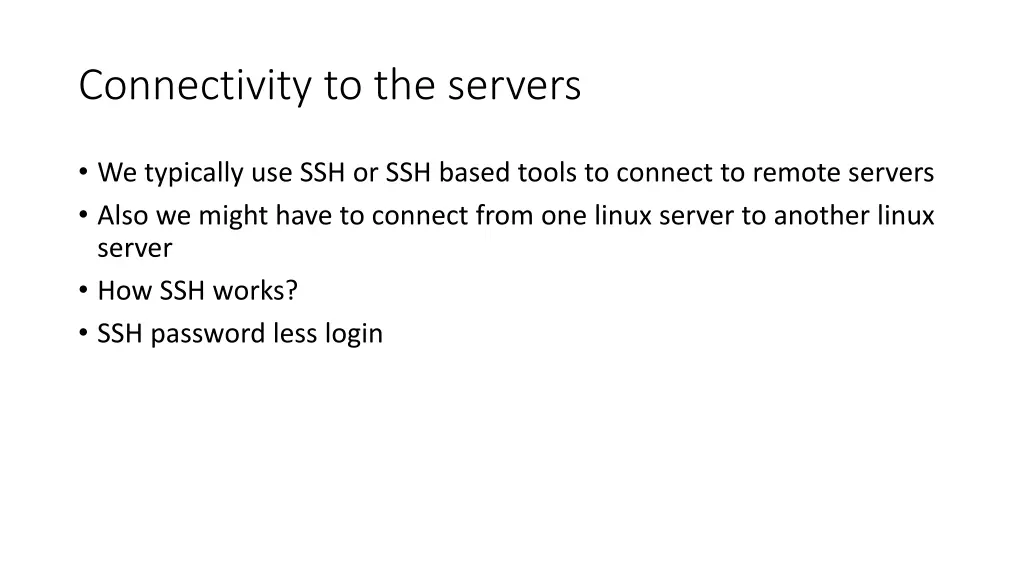 connectivity to the servers