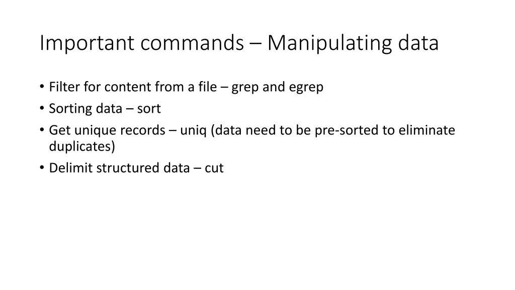 important commands manipulating data