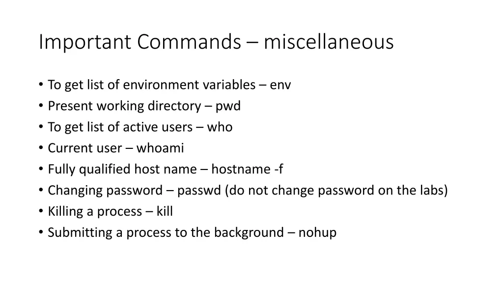 important commands miscellaneous