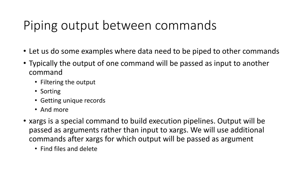 piping output between commands