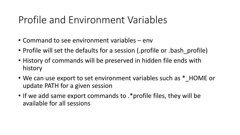 profile and environment variables