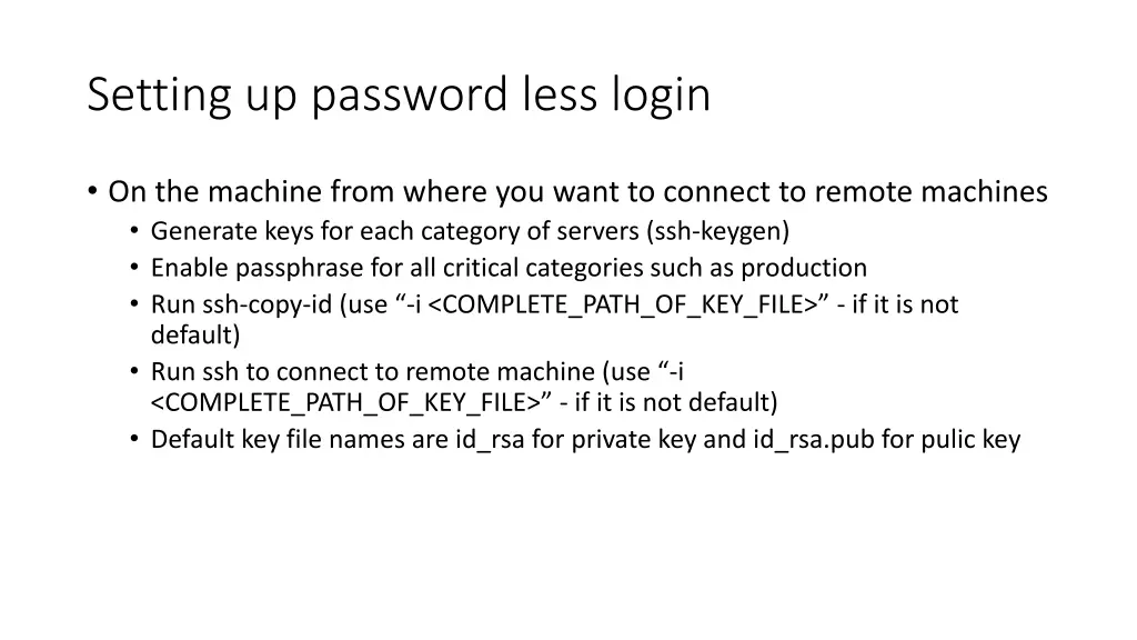 setting up password less login