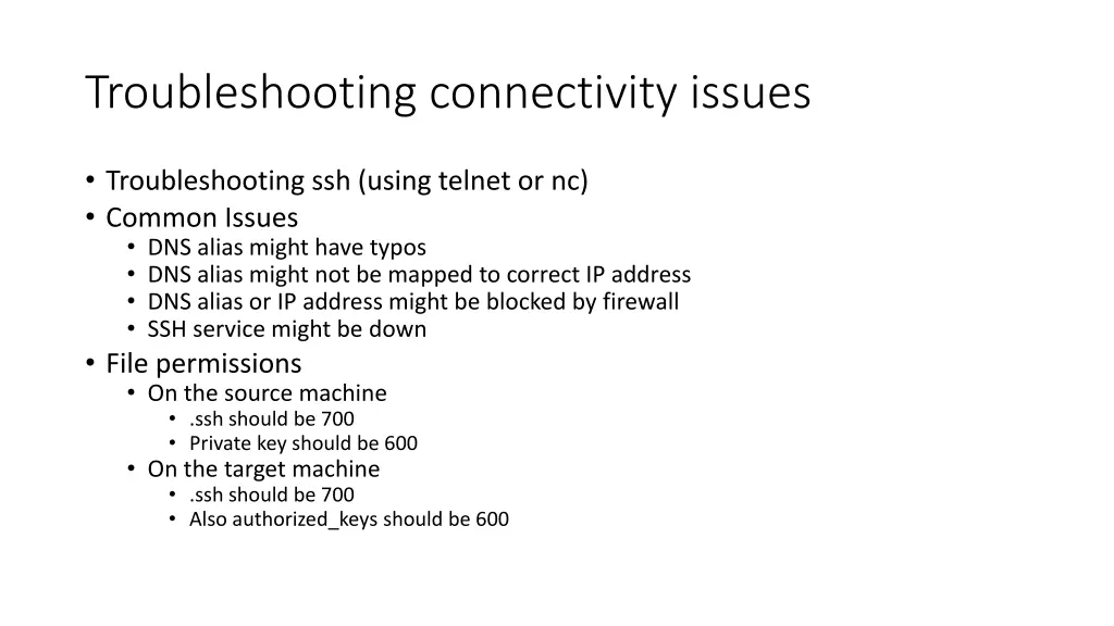 troubleshooting connectivity issues