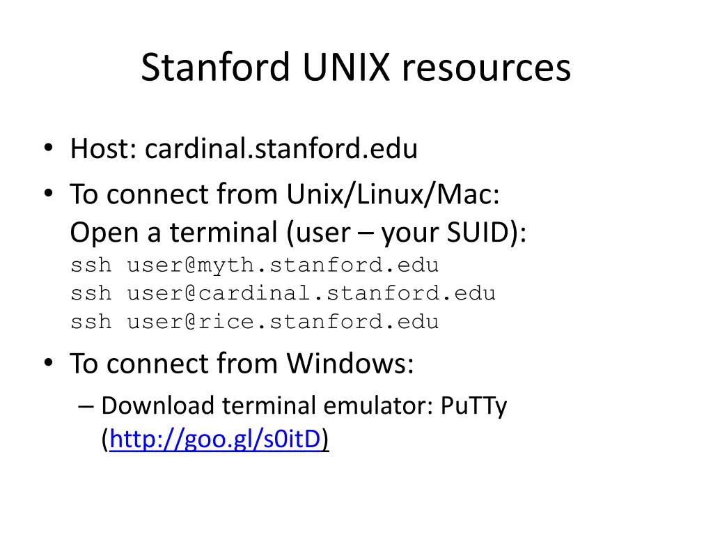 stanford unix resources