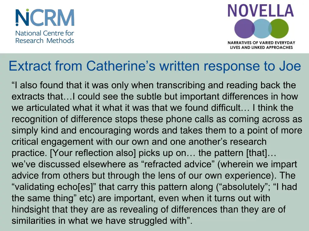 extract from catherine s written response to joe