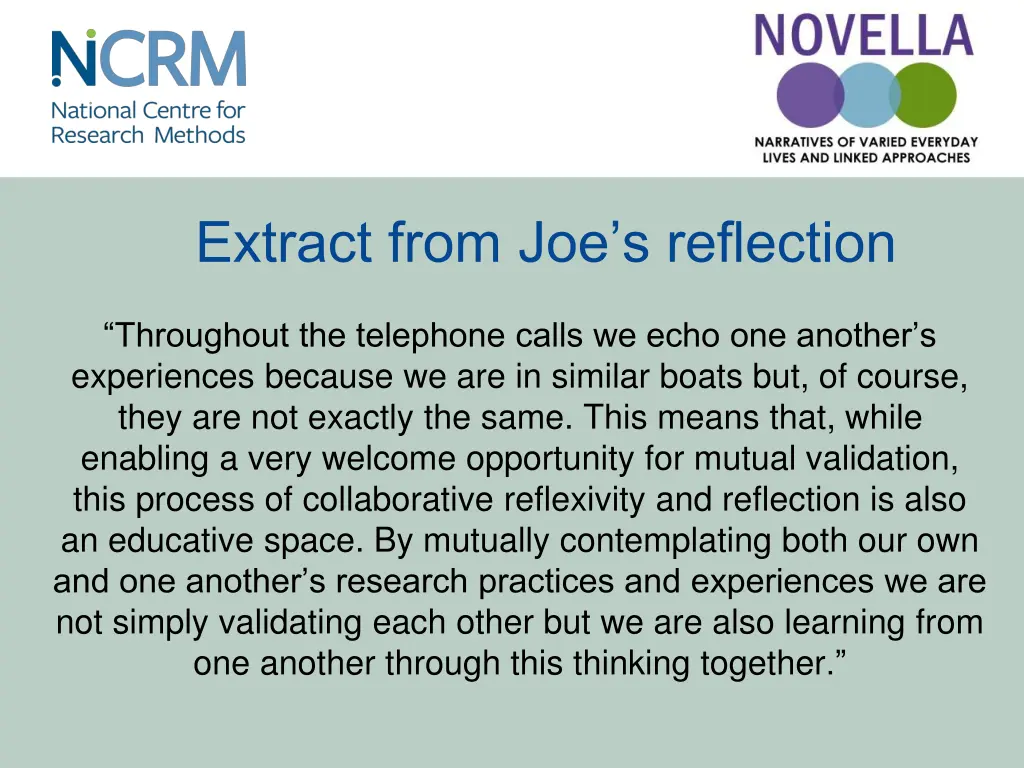 extract from joe s reflection